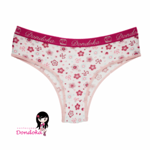 REF: 172 - TANGA FEMININA ESTAMPADA COTTON 4% COM ELÁSTICO PERSONALIZADO P/M/G
